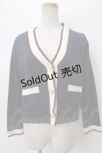 axes femme / 配色カットカーデ M 紺 Y-24-03-15-065-AX-TO-SZ-ZT336