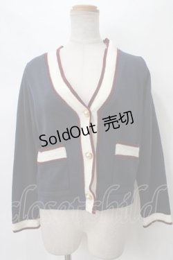 画像1: axes femme / 配色カットカーデ M 紺 Y-24-03-15-065-AX-TO-SZ-ZT336