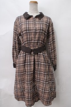 画像1: axes femme / モールチェック柄シャツワンピース M チャ Y-24-03-15-107-AX-OP-SZ-ZT318
