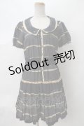 axes femme / ドットボーダー柄ワンピース M 紺 Y-24-03-15-120-AX-OP-SZ-ZI
