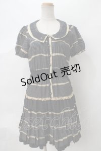 axes femme / ドットボーダー柄ワンピース M 紺 Y-24-03-15-120-AX-OP-SZ-ZI