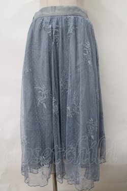 画像1: axes femme / チュール刺繍スカート M サックス Y-24-03-15-150-AX-SK-SZ-ZY