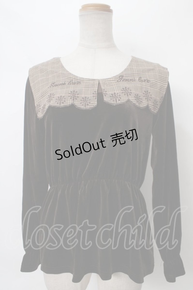 画像1: 【SALE】axes femme POETIQUE / セーラー襟チェック柄プルオーバー M Dブラウン Y-24-04-01-055-AX-TO-SZ-ZH (1)