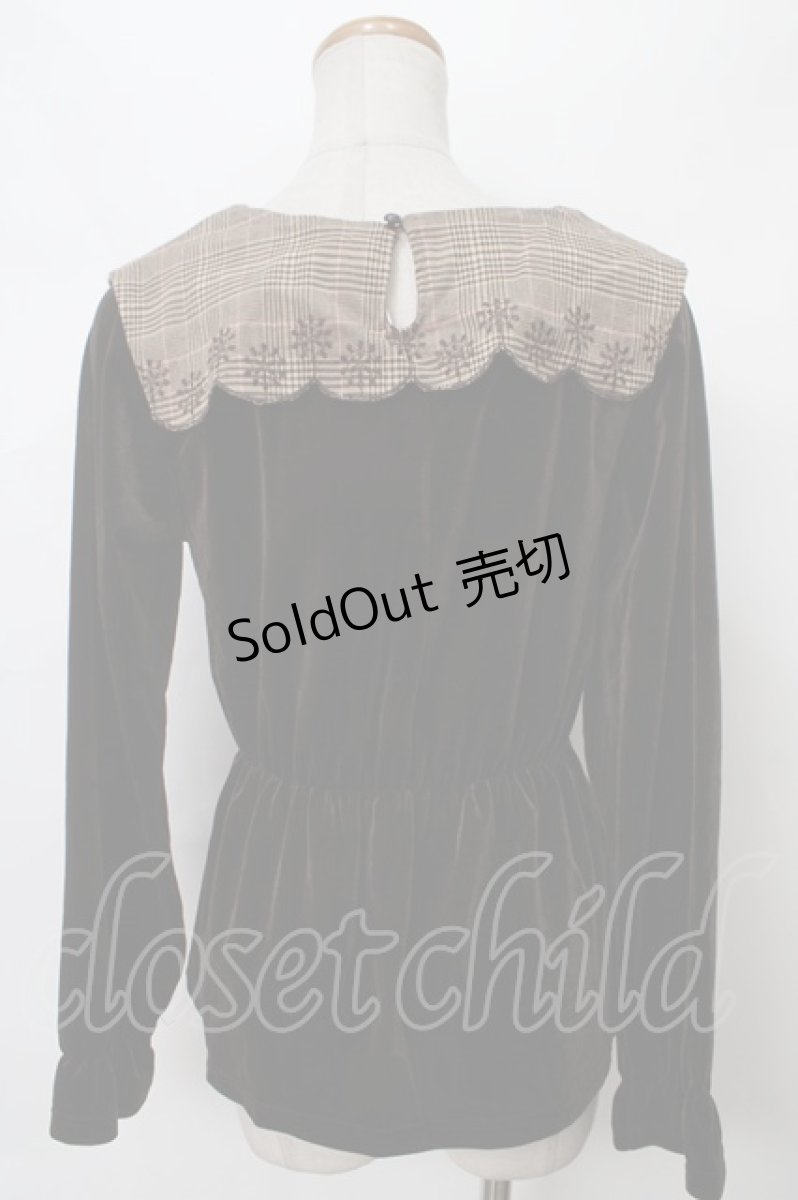 画像2: 【SALE】axes femme POETIQUE / セーラー襟チェック柄プルオーバー M Dブラウン Y-24-04-01-055-AX-TO-SZ-ZH (2)