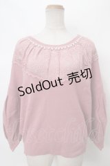 axes femme / レース使ボリュームニットプルオーバー M アワピンク Y-24-04-01-060-AX-TO-SZ-ZI