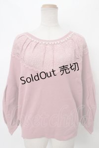 axes femme / レース使ボリュームニットプルオーバー M アワピンク Y-24-04-01-060-AX-TO-SZ-ZI
