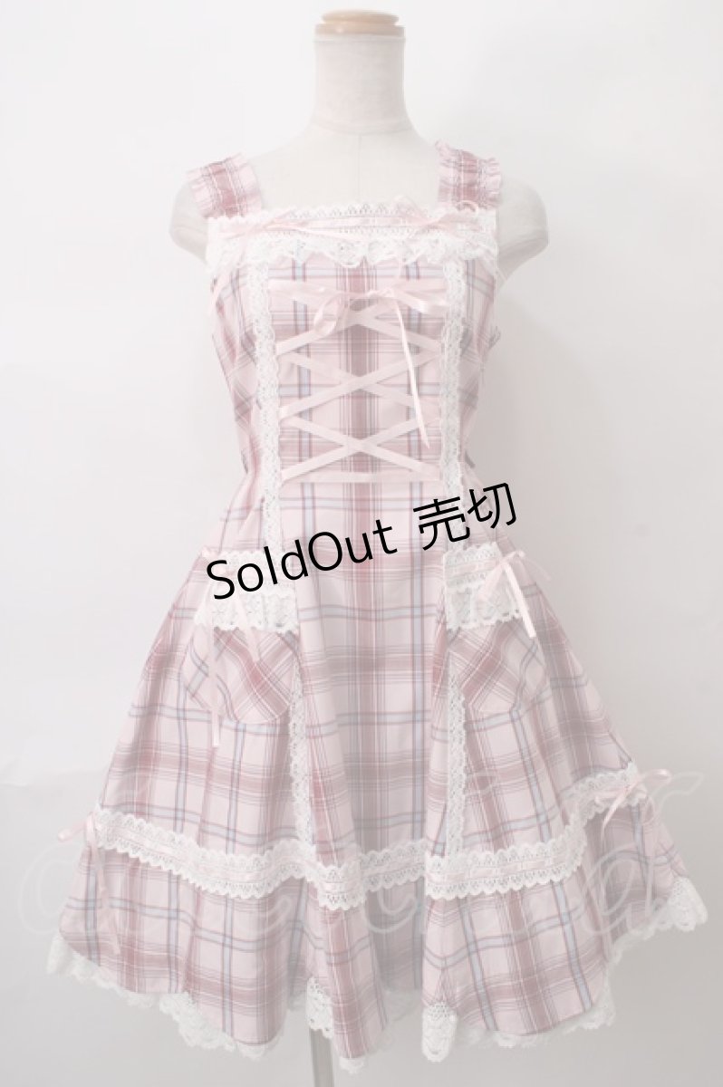 画像1: BABY,THE STARS SHINE BRIGHT /  裾スカラップタータンチェックジャンパースカート  ピンク Y-24-04-07-143-BA-OP-AS-ZY (1)