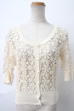 画像1: F&A(F i.n.t) / フラワーモチーフカーディガン  オフ Y-24-04-10-090-CA-TO-AS-ZI