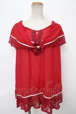 画像1: axes femme / セーラーカラーノースリーブチュニ M アカ Y-24-04-10-122-AX-OP-SZ-ZT111
