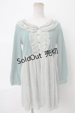 画像1: axes femme / 異素材切替ドット柄ワンピース M グリーン Y-24-04-10-159-AX-OP-SZ-ZT002