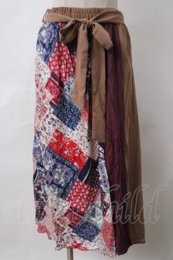 画像1: axes femme / パッチワークミディスカート M 生成り Y-24-04-10-213-AX-SK-SZ-ZT119