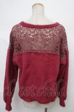 画像2: axes femme / 肩レースネックレス付きニット M ワイン Y-24-04-13-086-AX-TO-SZ-ZI