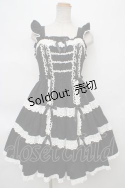 画像1: Angelic Pretty / Romanticティアードジャンパースカート  黒ｘ白 Y-24-04-13-093-AP-OP-AS-ZY