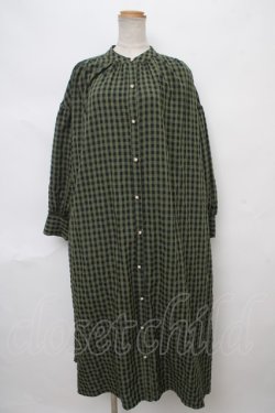 画像1: axes femme / チェック柄シャツワンピース M グリーン Y-24-04-13-130-AX-OP-SZ-ZT202