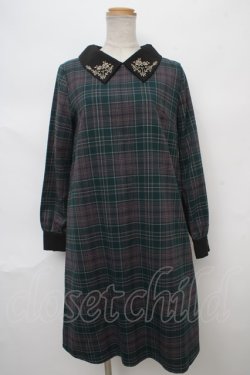 画像1: axes femme / チェック柄サックワンピース M グリーン Y-24-04-13-131-AX-OP-SZ-ZT173