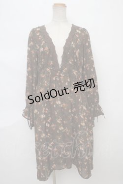 画像1: axes femme / 花柄フィッシュテールガウン M 茶 Y-24-04-13-133-AX-TO-SZ-ZT157