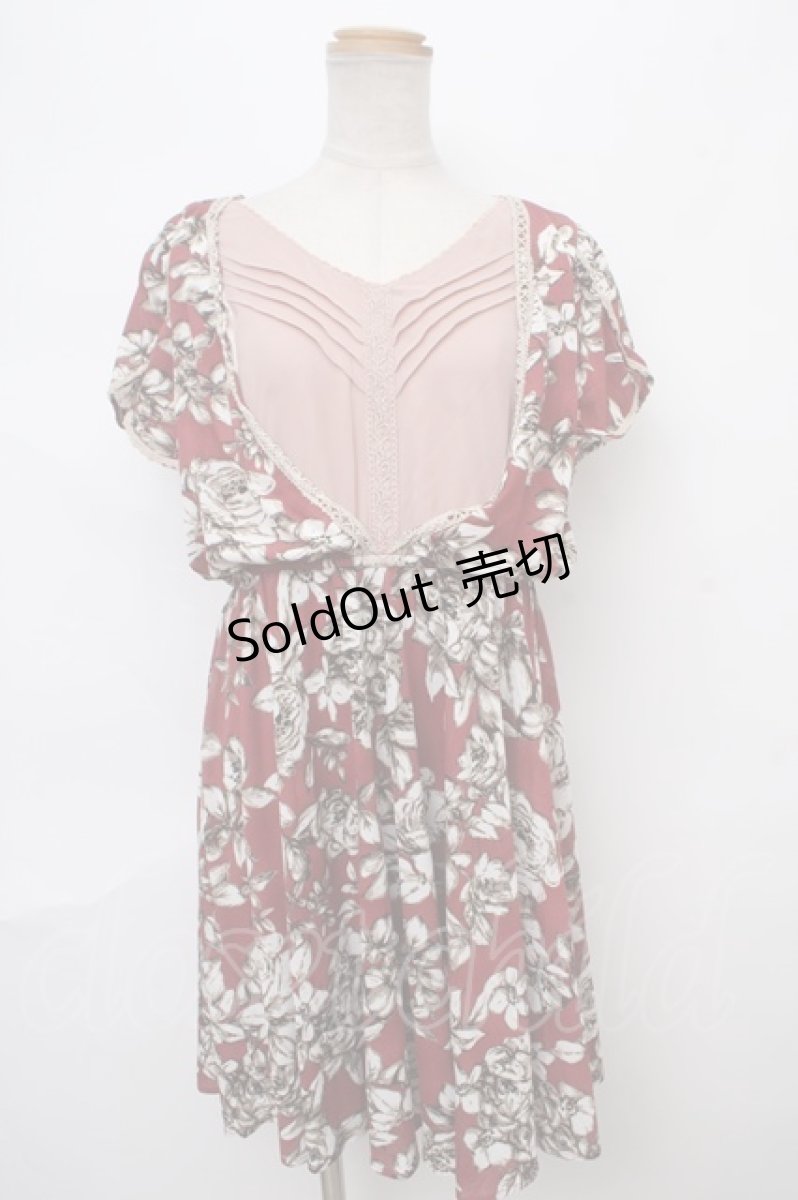 画像1: 【SALE】axes femme / 大花柄レイヤー風ワンピース M アカ Y-24-04-13-143-AX-OP-SZ-ZT315 (1)