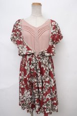 画像1: 【SALE】axes femme / 大花柄レイヤー風ワンピース M アカ Y-24-04-13-143-AX-OP-SZ-ZT315 (1)