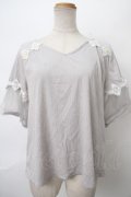 axes femme / 袖チュールビジュー使いプルオーバー M グレー Y-24-05-01-093-AX-TO-SZ-ZT198