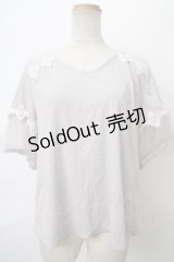 axes femme / 袖チュールビジュー使いプルオーバー M グレー Y-24-05-01-093-AX-TO-SZ-ZT198