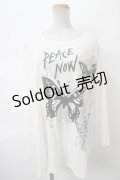 PEACE NOW / 蝶プリントBIGカットソー M 白 Y-24-05-06-099-PU-TO-SZ-ZY