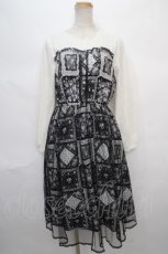 画像1: 【SALE】axes femme POETIQUE / パッチワーク柄×チュールワンピース M 黒 Y-24-05-06-179-AX-OP-SZ-ZH (1)
