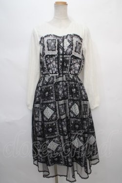 画像1: axes femme POETIQUE / パッチワーク柄×チュールワンピース M 黒 Y-24-05-06-179-AX-OP-SZ-ZT225