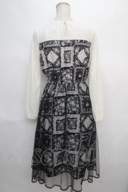 画像2: axes femme POETIQUE / パッチワーク柄×チュールワンピース M 黒 Y-24-05-06-179-AX-OP-SZ-ZT225
