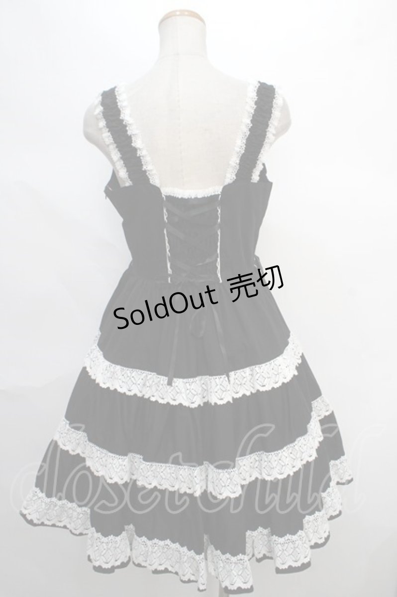 画像2: BABY,THE STARS SHINE BRIGHT / ミルフィーユジャンパースカート  黒×白 Y-24-05-10-089-BA-OP-SZ-ZY (2)