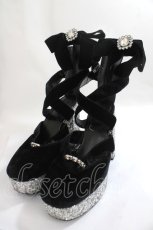 画像1: Swankiss / EV laceup velour heels L 黒 Y-24-05-10-031-CA-SH-SZ-ZTK035 (1)