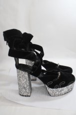 画像4: Swankiss / EV laceup velour heels L 黒 Y-24-05-10-031-CA-SH-SZ-ZTK035 (4)