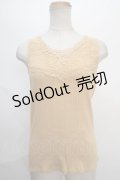 axes femme / 薔薇レース使いリブタンク M イエロー Y-24-05-13-041-AX-TO-SZ-ZT130