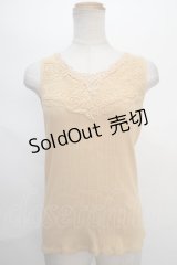 axes femme / 薔薇レース使いリブタンク M イエロー Y-24-05-13-041-AX-TO-SZ-ZT130