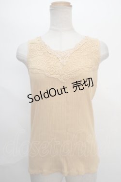 画像1: axes femme / 薔薇レース使いリブタンク M イエロー Y-24-05-13-041-AX-TO-SZ-ZT130