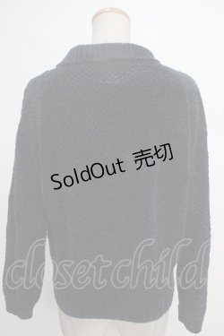 画像2: F&A / ベロア調ケーブルニット  紺 Y-24-05-18-076-LO-SK-AS-ZT426