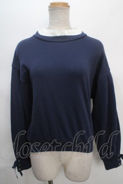 画像1: Fi.n.t  / フリル衿付きスウェットプルオーバー F ネイビー Y-24-05-20-081-LO-TO-SZ-ZT380