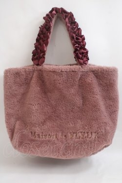 画像1: Maison de FLEUR / BAGファーフリルハンドルトートーバッグ F ダークピンク Y-24-05-25-009-LO-BG-SZ-ZT-K012