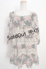 axes femme /  ローズティアードチュニック  黒 Y-24-06-04-142-AX-OP-AS-ZT019