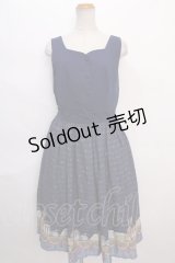 axes femme POETIQUE / パルティシオン柄ワンピース M 紺 Y-24-06-08-122-AX-OP-SZ-ZT225