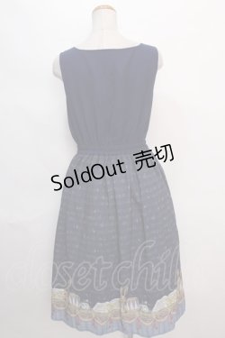 画像2: axes femme POETIQUE / パルティシオン柄ワンピース M 紺 Y-24-06-08-122-AX-OP-SZ-ZT225