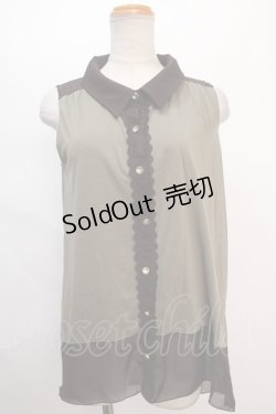 画像1: axes femme / シースルーノースリーブブラウス M グリーン Y-24-06-08-152-AX-BL-SZ-ZT019