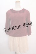 axes femme / シフォンプリーツ切替ニットワンピース M ワイン Y-24-06-08-160-AX-OP-SZ-ZT352