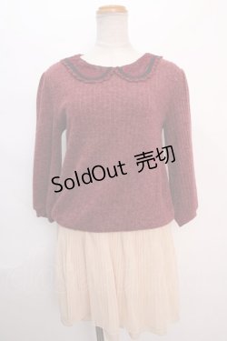 画像1: axes femme / シフォンプリーツ切替ニットワンピース M ワイン Y-24-06-08-160-AX-OP-SZ-ZT352