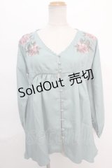 axes femme NOSTALGIE / 刺繍ブラウス M グリーン Y-24-06-11-063-AX-BL-SZ-ZT008