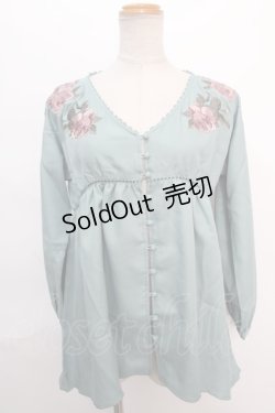 画像1: axes femme NOSTALGIE / 刺繍ブラウス M グリーン Y-24-06-11-063-AX-BL-SZ-ZT008