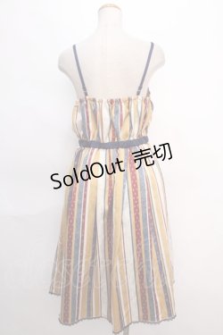 画像2: axes femme POETIQUE / モチーフストライプ柄ワンピース M からし Y-24-06-11-088-AX-OP-SZ-ZT313