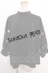 axes femme / シャビーシックフラワー柄ブラウス M 黒 Y-24-06-11-027-AX-BL-SZ-ZT138