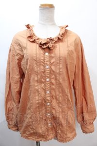 PINK HOUSE / リボンモチーフ付きピンタックブラウス  橙 Y-24-06-14-008-LO-BL-SZ-ZT101