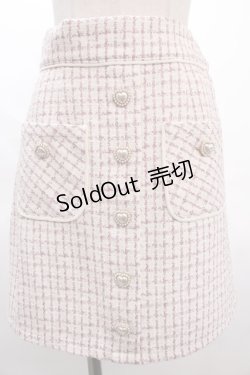画像1: Honey Cinnamon / ハートボタンツイード台形スカート F ピンク Y-24-06-14-118-LO-SK-SZ-ZT321