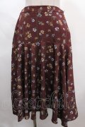 axes femme / チェック花柄マーメイドスカート M ワイン Y-24-06-17-153-AX-SK-SZ-ZT185